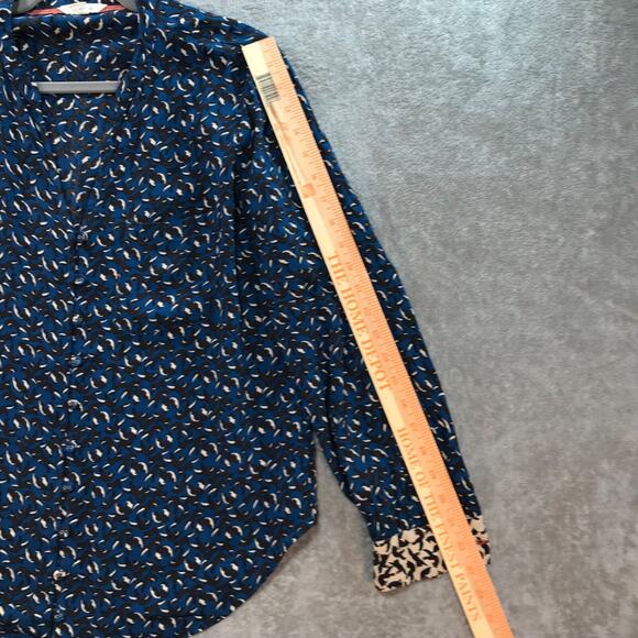 White Stuff Teal Brown Fox Pattern Women's Top‎ Blouse Size UK 8 Boho - Picture 4 of 7